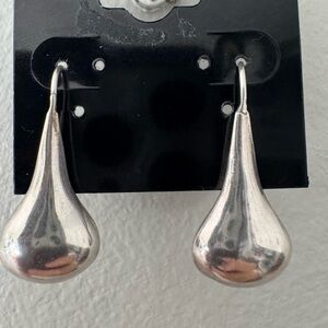 Genuine 925 Sterling Silver Drop Shiny Teardrop Dangle Earrings With Hooks